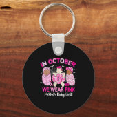 In October We Wear Nk Breast Cancer Mother Baby Un Schlüsselanhänger (Vorderseite)