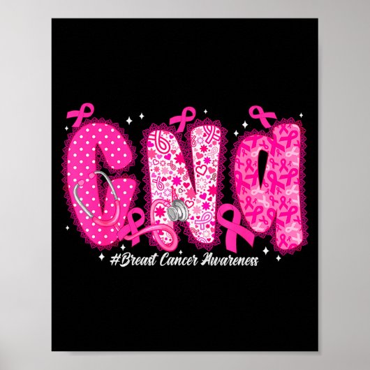 In October We Wear Nk Cna Nurse Breast Cancer Awar Poster (Vorne)