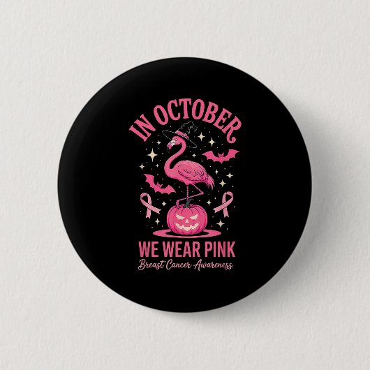 In October We Wear Nk Flamingo Halloween  Button (Vorderseite)