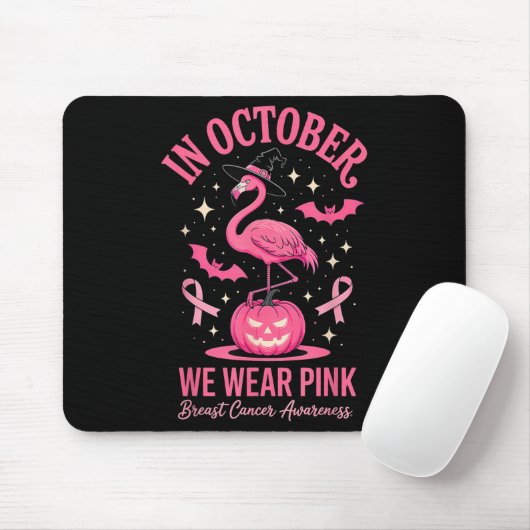 In October We Wear Nk Flamingo Halloween Mousepad (Mit Mouse)