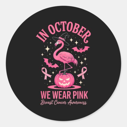 In October We Wear Nk Flamingo Halloween Runder Aufkleber (Vorderseite)