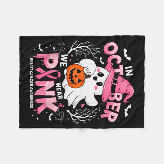 In October We Wear Nk Funny Halloween Ghost Breast Fleecedecke (Vorderseite (Horizontal))