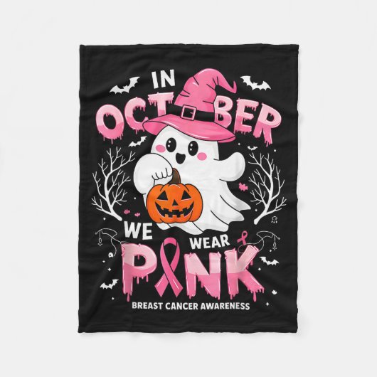 In October We Wear Nk Funny Halloween Ghost Breast Fleecedecke (Vorderseite)