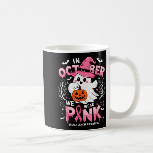 In October We Wear Nk Funny Halloween Ghost Breast Kaffeetasse (Rechts)