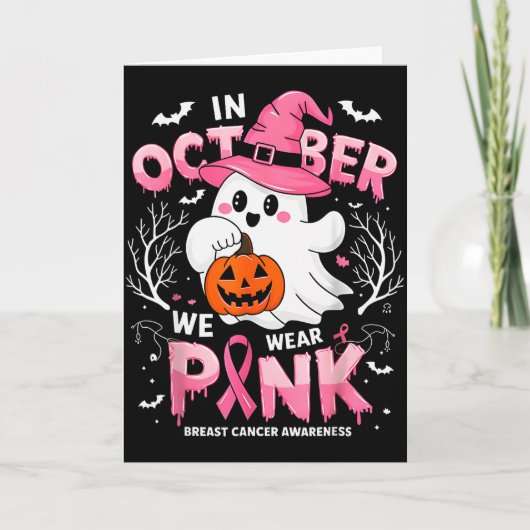 In October We Wear Nk Funny Halloween Ghost Breast Karte (Vorderseite)