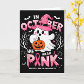In October We Wear Nk Funny Halloween Ghost Breast Karte (Gelbe Blume)