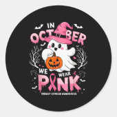 In October We Wear Nk Funny Halloween Ghost Breast Runder Aufkleber (Vorderseite)