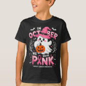 In October We Wear Nk Funny Halloween Ghost Breast T-Shirt (Vorderseite)