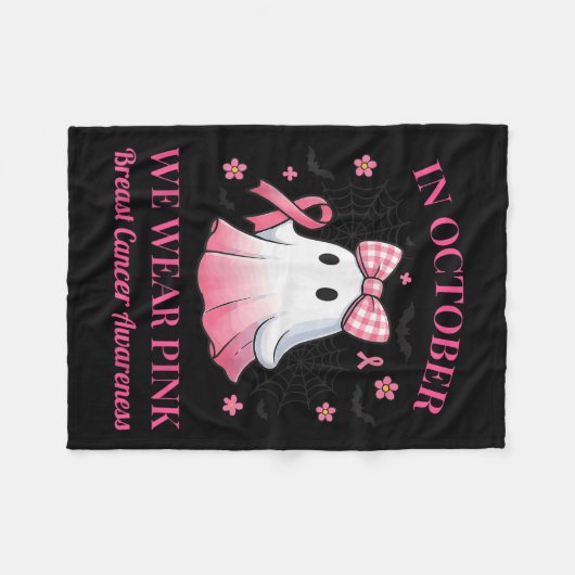 In October We Wear Nk Ghost Breast Cancer Awarenes Fleecedecke (Vorderseite (Horizontal))