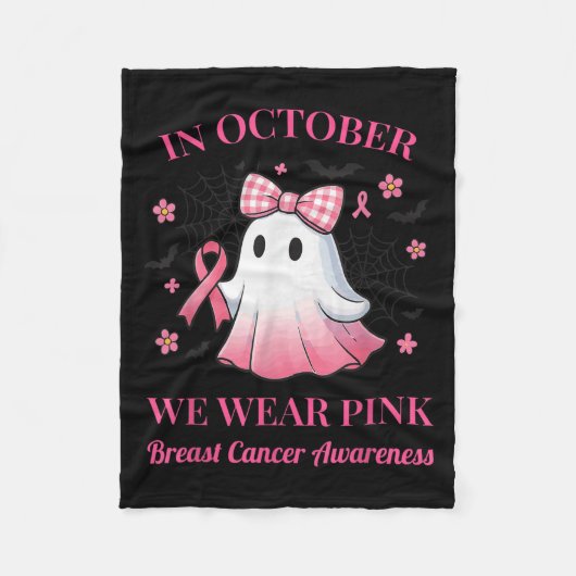 In October We Wear Nk Ghost Breast Cancer Awarenes Fleecedecke (Vorderseite)