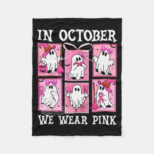 In October We Wear Nk Ghost Breast Cancer Hallowee Fleecedecke (Vorderseite)