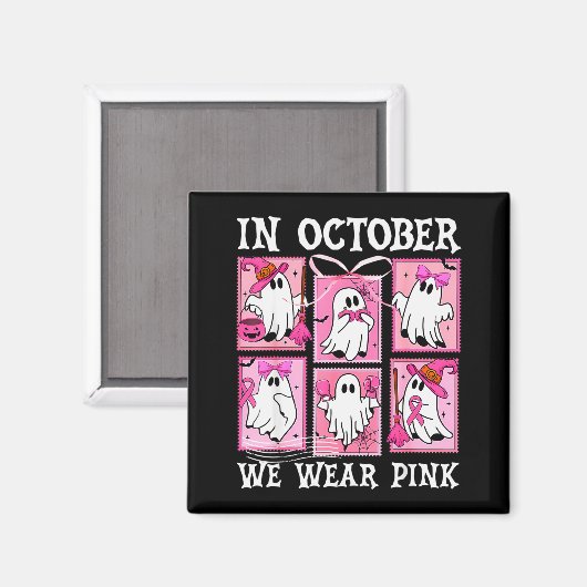 In October We Wear Nk Ghost Breast Cancer Hallowee Magnet (Vorderseite/Rückseite)