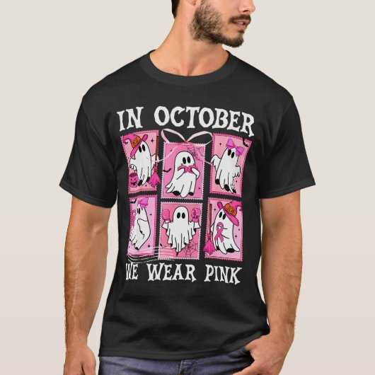 In October We Wear Nk Ghost Breast Cancer Hallowee T-Shirt (Vorderseite)