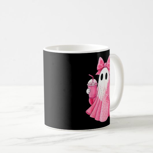 In October We Wear Nk Ghost Witch Breast Cancer Aw Kaffeetasse (VorderseiteRechts)