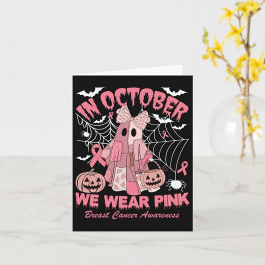 In October We Wear Nk Ghost Witch Breast Cancer Aw Karte (Gelbe Blume)