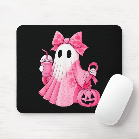 In October We Wear Nk Ghost Witch Breast Cancer Aw Mousepad (Mit Mouse)