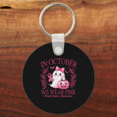 In October We Wear Nk Ghost Witch Breast Cancer Aw Schlüsselanhänger (Vorderseite)