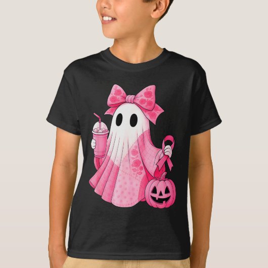 In October We Wear Nk Ghost Witch Breast Cancer Aw T-Shirt (Vorderseite)