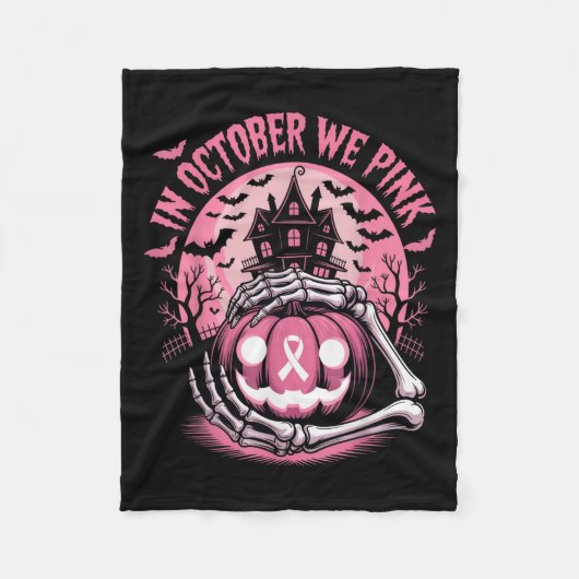 In October We Wear Nk Halloween Pumpkin Skeleton D Fleecedecke (Vorderseite)