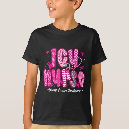 In October We Wear Nk Icu Nurse Breast Cancer Awar T-Shirt (Vorderseite)