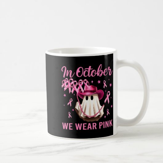 In October We Wear Nk Men Women Breast Cancer Awar Kaffeetasse (Rechts)