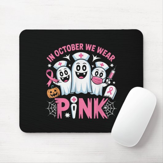 In October We Wear Nk Nurse Ghost Halloween 2025 Mousepad (Mit Mouse)