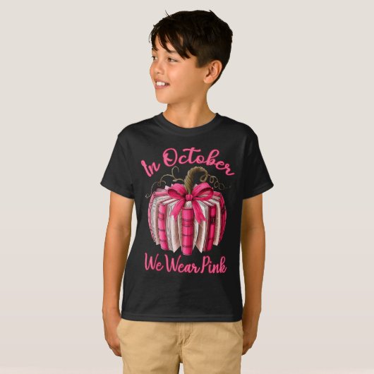 In October We Wear Nk Pumpkin Book Breast Cancer T T-Shirt (Vorne ganz)
