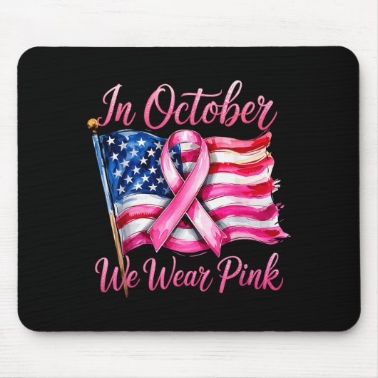 In October We Wear Nk Ribbon 2025 Breast Cancer Aw Mousepad (Vorne)