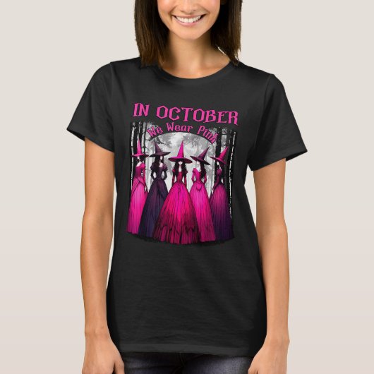 In October We Wear Nk Soky Witch Halloween Breast T-Shirt (Vorderseite)