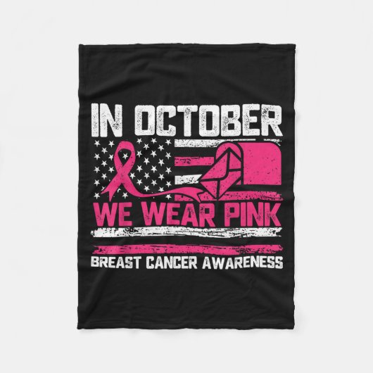 In October We Wear Nk Stal Worker Breast Cancer Fleecedecke (Vorderseite)