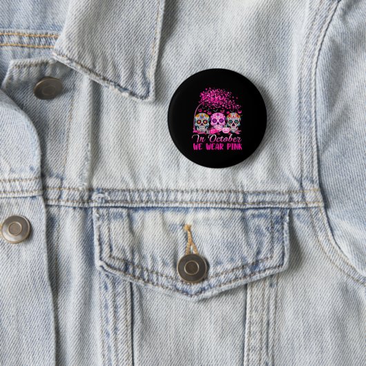 In October We Wear Nk Sugar Skull Halloween Breast Button (Beispiel)
