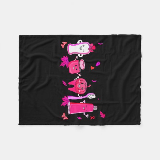 In October We Wear Nk Tooth Dental Breast Cancer A Fleecedecke (Vorderseite (Horizontal))