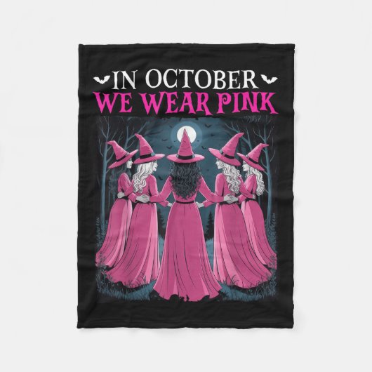 In October We Wear Nk Witch Halloween Breast Cance Fleecedecke (Vorderseite)