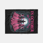 In October We Wear Nk Witch Halloween Breast Cance Fleecedecke (Vorderseite (Horizontal))