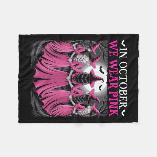 In October We Wear Nk Witch Halloween Breast Cance Fleecedecke (Vorderseite (Horizontal))