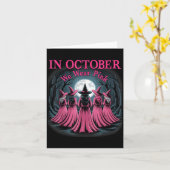 In October We Wear Nk Witch Halloween Breast Cance Karte (Gelbe Blume)