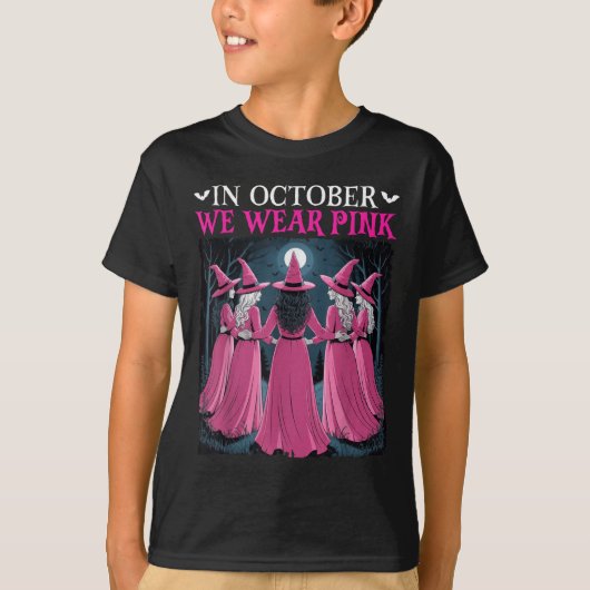 In October We Wear Nk Witch Halloween Breast Cance T-Shirt (Vorderseite)