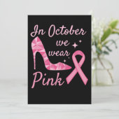 In October We Wear Pink Breast Cancer Awareness Save The Date (Stehend Vorderseite)