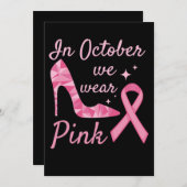 In October We Wear Pink Breast Cancer Awareness Save The Date (Vorne/Hinten)