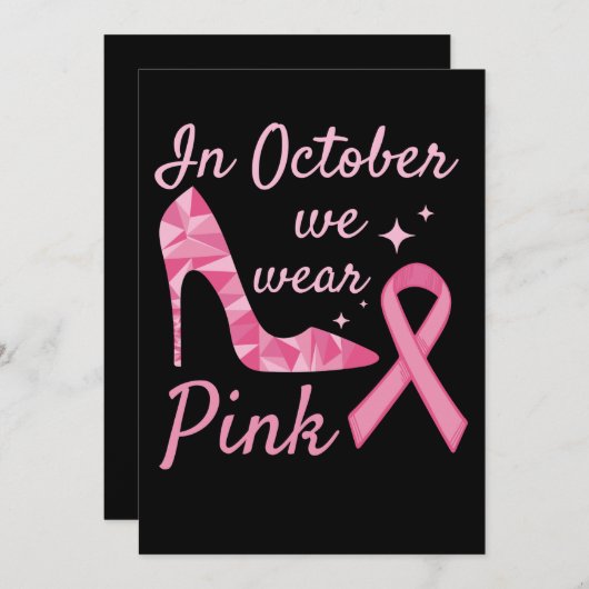 In October We Wear Pink Breast Cancer Awareness Save The Date (Vorne/Hinten)