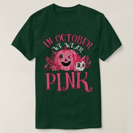 In October We Wear Pink Breast Cancer Pumpkin Hall T-Shirt (Design vorne)