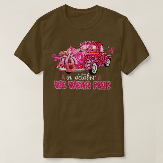 In October We Wear Pink Gnome Breast Cancer Awaren T-Shirt (Design vorne)