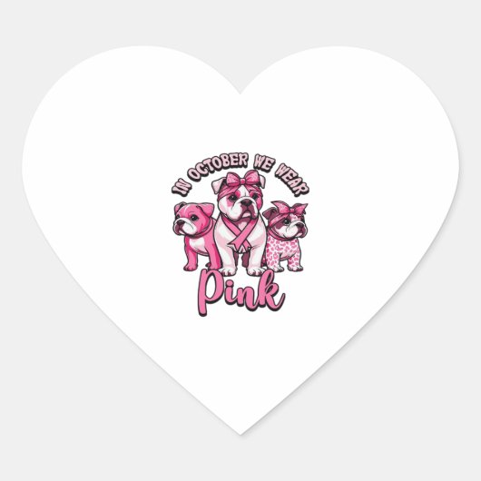 In October We Wear Pink � Halloween Cute Dogs Brea Herz-Aufkleber (Vorderseite)