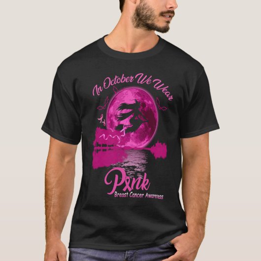 In October We Wear Pink Witch Halloween T-Shirt (Vorderseite)