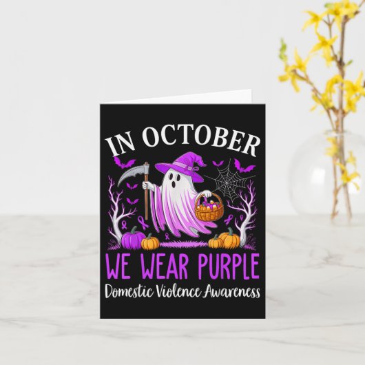 In October We Wear Purple Domestic Violence Ghost Karte (Gelbe Blume)