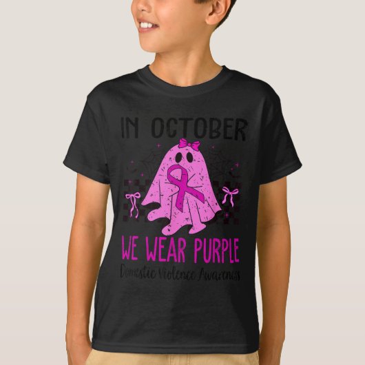 In October We Wear Purple Domestic Violence Ghost T-Shirt (Vorderseite)