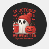 In October We Wear Red Dyslexia Awareness Hallowee Runder Aufkleber (Vorderseite)