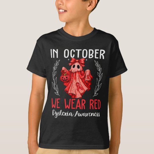 In October We Wear Red Dyslexia Awareness Month T-Shirt (Vorderseite)