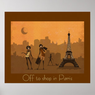 in Paris einkaufen Poster