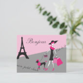 In Paris Frauen und Hunde rosa und schwarz Postkarte (Stehend Vorderseite)